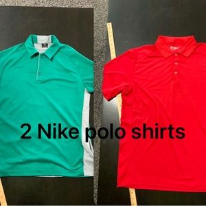 2xNIKE polo shirts. 1 red TOUR PERFORMANCE & green Sphere React GOLF SHIRT POLO